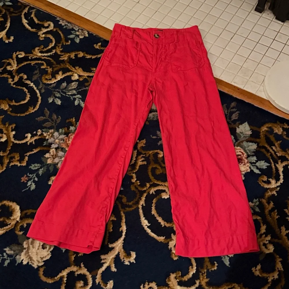 Maeve Pink Cropped Wide-Leg Pants - Picture 3 of 7
